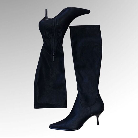 Donald J Pliner Black Suede Knee High Lola Boots, Size 8M New Without Box - Picture 1 of 9